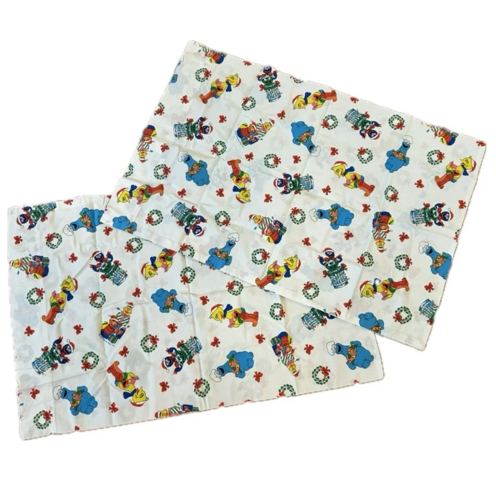 2 NEW Vintage Sesame Street Jim Henson Christmas pillowcases - standard size
